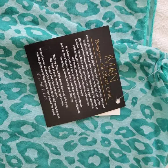 Iman Global Infiniti Scarf Womens One Size Green Animal Print - Picture 4 of 6